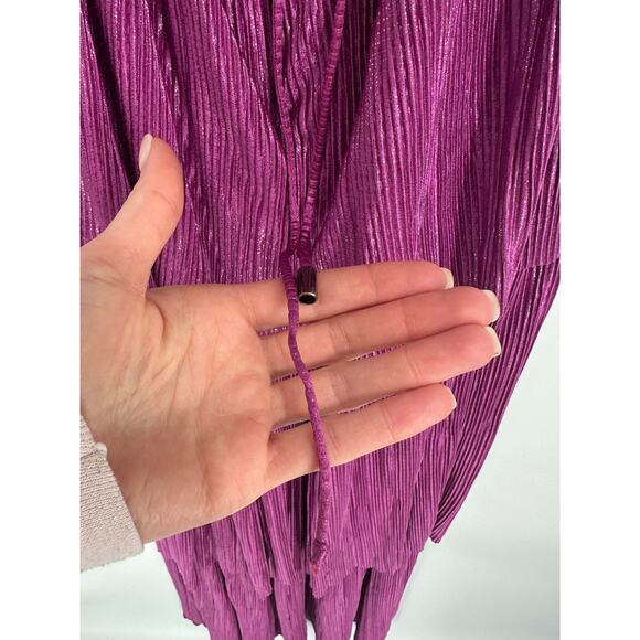 Sabina Musayev Judith Gown V-Neck Pleated Lace-Up Backless Tiered Maxi Dress - Picture 12 of 16